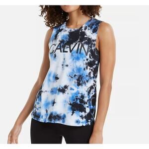Calvin Klein Tie Dye Women's Blue Sleeveless Tank Top Small NEW